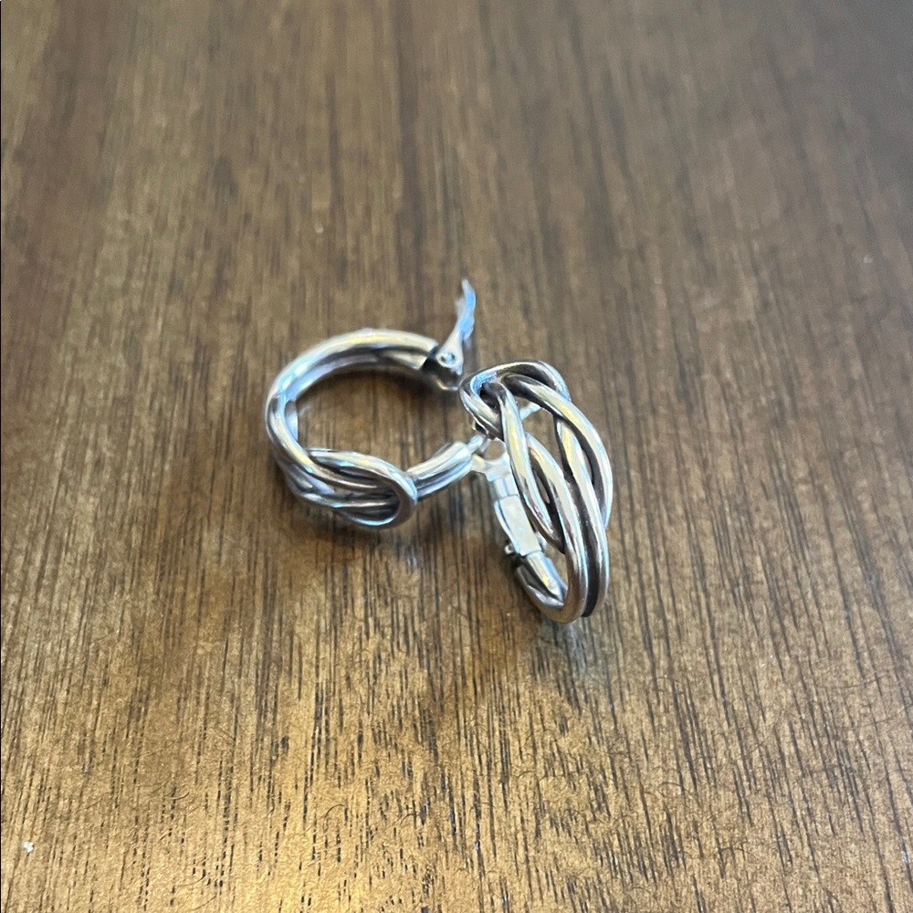 Brighton Interlok Harmony Hoop Earrings Silver Twisted